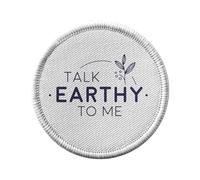 Toppa termoadesiva con abbigliamento rotondo, 7 cm, Talk Earthy to me Ecology Environment Bio Diversity - Patch da stirare per riparazione o personalizzazione - Borsa jeans stampata in Francia