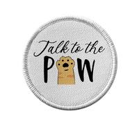 Toppa termoadesiva con abbigliamento rotondo, 7 cm, Talk to the Paw Cat Dog Pets - Patch da stirare per riparazione o personalizzazione, maglietta con stampa in Francia