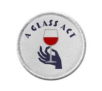 Toppa termoadesiva con rivestimento rotondo, 7 cm, a Glass Act Wine Alcool Drink, toppa da stirare per riparazione o personalizzazione, maglietta con stampa in Francia
