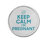 Toppa termoadesiva con rivestimento rotondo, 7 cm, con scritta "Keep Calm I'm Pregnant incinte Madre Future Mamma, toppa da stirare per riparazione o personalizzazione, maglietta con borsa jeans