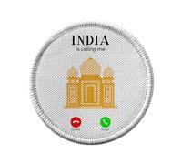 Toppa termoadesiva con rivestimento rotondo, 7 cm, India Is Calling Me Taj Mahal Heritage - Patch da stirare per riparazione o personalizzazione - Borsa jeans stampata in Francia