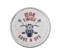 Toppa termoadesiva con rivestimento rotondo, 7 cm, look twice salva a vita, moto, Big Bike, Cafe Racer old Bike, toppa da stirare per riparazione o personalizzazione, maglietta con stampa in Francia