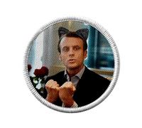 Toppa termoadesiva con rivestimento rotondo, 7 cm, motivo: Emmanuel Macron Kawaii, foto di celebrità, umorismo, politico, toppa da stirare per riparazione o personalizzazione, maglietta con borsa
