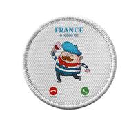 Toppa termoadesiva con rivestimento rotondo, 7 cm, motivo: Francia Is Calling Me Stereotype Wine Beret Humor, toppa da stirare per riparazione o personalizzazione, maglietta con borsa jeans stampata