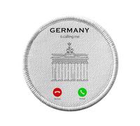 Toppa termoadesiva con rivestimento rotondo, 7 cm, motivo: Germania Is Calling Me Brandenburg Berlin Heritage - Patch da stirare per riparazione o personalizzazione - Borsa jeans stampata in Francia