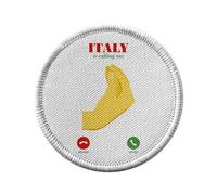 Toppa termoadesiva con rivestimento rotondo, 7 cm, motivo: Italia Is Calling Me Gestural Stereotype Humor, toppa da stirare per riparazione o personalizzazione, maglietta con borsa jeans stampata in