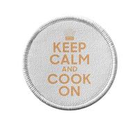Toppa termoadesiva con rivestimento rotondo, 7 cm, motivo: Keep Calm and Cook On Cuisine Chef Inghilterra, toppa da stirare per riparazione o personalizzazione, maglietta con stampa in Francia