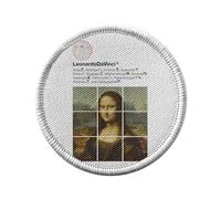 Toppa termoadesiva con rivestimento rotondo, 7 cm, motivo: Leonard De Vinci La Joconde Reti sociali, pittura pittore, toppa da stirare per riparazione o personalizzazione, maglietta con borsa jeans
