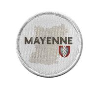 Toppa termoadesiva con rivestimento rotondo, 7 cm, motivo: Mayenne 53, dipartimento laval carte antiche Paesi della Loira, toppa da stirare per riparazione o personalizzazione, maglietta con borsa