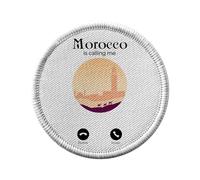 Toppa termoadesiva con rivestimento rotondo, 7 cm, motivo: Morocco Is Callling Me Landscape Desert Travel, toppa da stirare per riparazione o personalizzazione, maglietta con borsa jeans stampata in