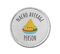 Toppa termoadesiva con rivestimento rotondo, 7 cm, motivo: Nacho Average Person Pun Food Street Food Chips - Patch da stirare per riparazione o personalizzazione - Borsa jeans stampata in Francia