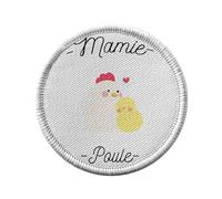 Toppa termoadesiva con rivestimento rotondo, 7 cm, motivo: nonna, grande madre, tenerezza, piccoli bambini, toppa da stirare per riparazione o personalizzazione, maglietta con stampa in Francia