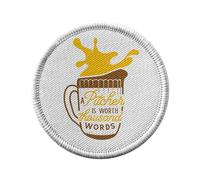 Toppa termoadesiva con rivestimento rotondo, 7 cm, motivo: Pitcher is Worth Thousand Words Beer Party - Patch da stirare per riparazione o personalizzazione - Borsa jeans stampata in Francia