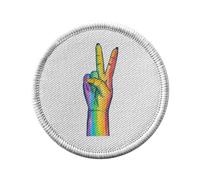 Toppa termoadesiva con rivestimento rotondo, 7 cm, motivo "Pride Peace", motivo arcobaleno, colore pace - Patch da stirare per riparazione o personalizzazione, maglietta con stampa in Francia