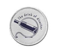 Toppa termoadesiva con rivestimento rotondo, 7 cm, motivo: The Drink of Disaster Humor Wine Bottle, toppa da stirare per riparazione o personalizzazione, maglietta con stampa in Francia