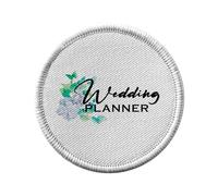 Toppa termoadesiva con rivestimento rotondo, 7 cm, motivo: Wedding Planner Wedding Blue Flowers - Patch da stirare per riparazione o personalizzazione - Borsa jeans stampata in Francia