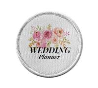 Toppa termoadesiva con rivestimento rotondo, 7 cm, motivo Wedding Planner Wedding Bride Watercolor Bouquet - Patch da stirare per riparazione o personalizzazione - Borsa jeans stampata in Francia
