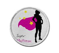 Toppa termoadesiva con rivestimento rotondo, 7 cm, super maestra, super eroina, mantello stelle, toppa da stirare per riparazione o personalizzazione, maglietta con stampa in Francia