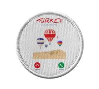 Toppa termoadesiva con rivestimento rotondo, 7 cm, Turkey Is Calling Me Hot-air balloon Landscape Travel, toppa da stirare per riparazione o personalizzazione, maglietta con borsa jeans stampata in
