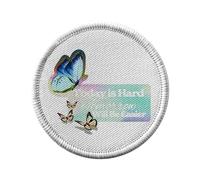 Toppa termoadesiva da 7 cm, motivo: Today is Hard Tomorrow will be Easier Collage Vintage Illustration Art Humour Farfalla - Patch da stirare per riparazione o personalizzazione - Borsa jeans