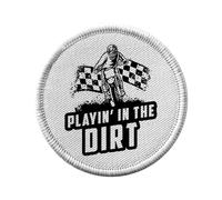 Toppa termoadesiva da 7 cm - Playin' In the Dirt Motorcycle Motocross Cafe Racer Race - Patch da stirare per riparazione o personalizzazione - Borsa jeans stampata in Francia