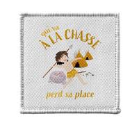 Toppa termoadesiva da 7 x 7 cm, che va alla caccia perde il suo posto espressione per bambini, toppa da stirare per riparazione o personalizzazione, maglietta con borsa jeans stampata in Francia