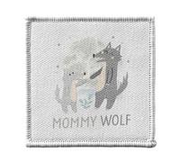Toppa termoadesiva da 7 x 7 cm, motivo: Mommy Wolf and her Baby Drawing, Illustration Moon - Patch da stirare per riparazione o personalizzazione, maglietta con borsa jeans stampata in Francia