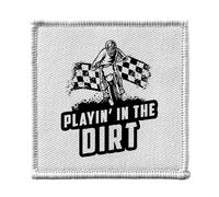 Toppa termoadesiva da 7 x 7 cm, motivo: Playin' In the Dirt Motorcycle Motocross Cafe Racer Race - Patch da stirare per riparazione o personalizzazione - Borsa jeans stampata in Francia