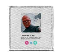 Toppa termoadesiva da 7 x 7 cm, motivo: Red Skull Social Network Dating Love Comics - Patch da stirare per riparazione o personalizzazione - Borsa jeans stampa in Francia