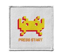 Toppa termoadesiva da 7 x 7 cm - Press Start Invaders Games Video Retro Gaming Classic - Patch da stirare per riparazione o personalizzazione - Borsa jeans stampata in Francia