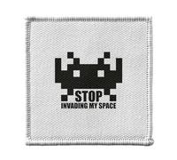 Toppa termoadesiva da 7 x 7 cm - Stop Invading My Space Parodie Games Video Retro Gaming Arcade - Patch da stirare per riparazione o personalizzazione - Borsa jeans stampa in Francia