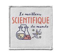 Toppa termoadesiva da indossare 7 x 7 cm, il miglior scienziato del mondo scienza fisica matematica biologica Einstein, toppa da stirare per riparazione o personalizzazione, maglietta con borsa jeans