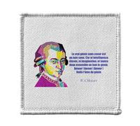 Toppa termoadesiva da indossare 7 x 7 cm, il vero genio senza cuore è un non senso Mozart citazione musica creatività - Patch da stirare per riparazione o personalizzazione - Borsa jeans stampa in