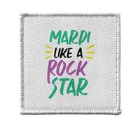 Toppa termoadesiva da indossare 7 x 7 cm, Mardi Gras like a Rock Star Carnival New Orleans - Patch da stirare per riparazione o personalizzazione - Borsa jeans stampata in Francia