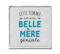 Toppa termoadesiva da indossare 7 x 7 cm, questa donna è una bella madre geniale bella mamma - toppa da stirare per riparazione o personalizzazione - Borsa jeans stampata in Francia