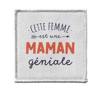 Toppa termoadesiva da indossare 7 x 7 cm, questa donna è una mamma geniale madre - toppa da stirare per riparazione o personalizzazione, maglietta con borsa jeans stampata in Francia