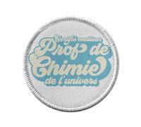 Toppa termoadesiva da indossare rotonda, 7 cm, certificata miglior insegnante di chimica dell'universo College Lycee, professore università, toppa da stirare per riparazione o personalizzazione, borsa