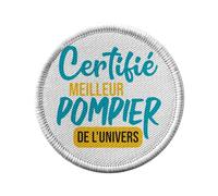 Toppa termoadesiva da indossare rotonda, 7 cm, certificata miglior pompiere dell'universo Heros Fire Volontaire Emergence - Patch da stirare per riparazione o personalizzazione - Borsa jeans stampa in