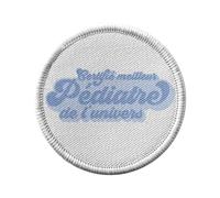 Toppa termoadesiva da indossare rotonda, 7 cm, certificata migliore pediatra dell'universo Hopital Medico, toppa da stirare per riparazione o personalizzazione, maglietta con borsa jeans stampata in