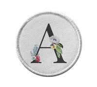 Toppa termoadesiva da indossare rotonda, 7 cm, con scritta "A Anna Adèle Ambra Lettera Alfabeto Nome Fiori - Patch da stirare per riparazione o personalizzazione - Borsa jeans stampata in Francia