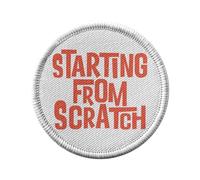 Toppa termoadesiva da indossare rotonda, 7 cm, con scritta "Starting From Scratch Typography Message - Patch da stirare per riparazione o personalizzazione - Borsa jeans stampata in Francia