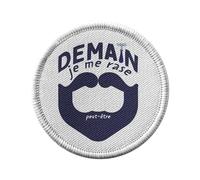 Toppa termoadesiva da indossare rotonda, 7 cm, domani mi rado (forse) umorismo, francia, toppa da stirare per riparazione o personalizzazione, maglietta con borsa jeans stampata in Francia