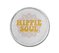 Toppa termoadesiva da indossare rotonda, 7 cm, Hippie Soul l'Anima di un Hippie Mandala Culture America - Patch da stirare per riparazione o personalizzazione - Borsa jeans stampata in Francia