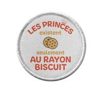 Toppa termoadesiva da indossare rotonda, 7 cm, i principi esistono solo al raggio biscotto, toppa da stirare per riparazione o personalizzazione, maglietta con borsa jeans stampata in Francia