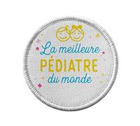 Toppa termoadesiva da indossare rotonda, 7 cm, la migliore pediatra del mondo dottore medico ospitale, toppa da stirare per riparazione o personalizzazione, maglietta con borsa jeans stampata in