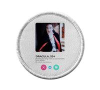 Toppa termoadesiva da indossare rotonda, 7 cm, motivo: Dracula Vampire Film Rete Sociale Incontro Amore - Patch da stirare per riparazione o personalizzazione - Borsa jeans stampa in Francia