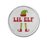 Toppa termoadesiva da indossare rotonda, 7 cm, motivo: Lil Elf Christmas Reindeer Winter Elf Gift Santa Claus - Patch da stirare per riparazione o personalizzazione - Borsa jeans stampata in Francia