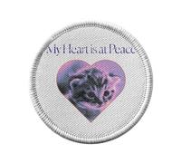 Toppa termoadesiva da indossare rotonda, 7 cm, motivo: My Heart At Peace Coeur Gaton Collage Vintage Illustration Art Humour - Patch da stirare per riparazione o personalizzazione - Borsa jeans