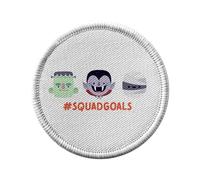 Toppa termoadesiva da indossare rotonda, 7 cm, motivo: Squad Goals Piccoli mostri Halloween Vampire Zombie Mumie - Patch da stirare per riparazione o personalizzazione - Borsa jeans stampata in