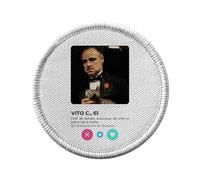 Toppa termoadesiva da indossare rotonda, 7 cm, motivo: Vito Corleone Padrino Mafia Rete sociale Incontro Amore - Patch da stirare per riparazione o personalizzazione - Borsa jeans stampa in Francia